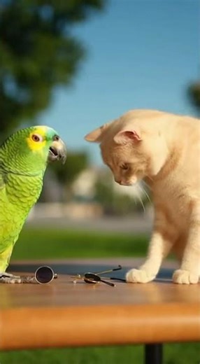 PARROT VS CAT: CAT SET TARGET FOR TALKING PARROT