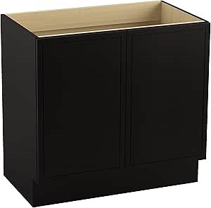 KOHLER K-99505-TK-1WU Jacquard Vanity with Toe Kick and 2 Doors, 36", Batiste Black