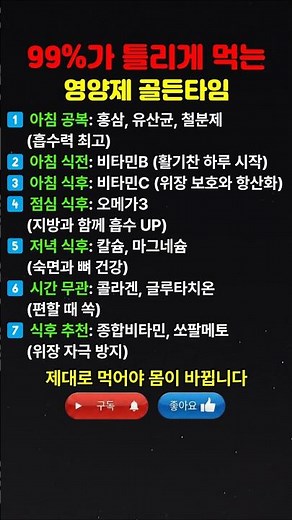 효과 2배로 높이는 영양제 섭취 시간표 | 영양제 섭취 가이드
