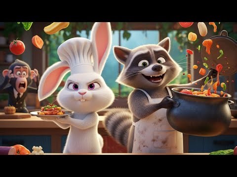 Jungle Chef Showdown | Bunny vs Raccoon in the Ultimate Cooking Chaos! 🍲🔥#junglestory #cooking