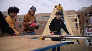 Shakopee High School students building outdoor smudging space