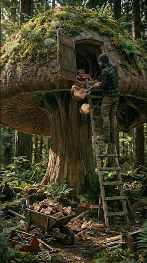 I Built a Secret House Inside a Giant Mushroom 🍄