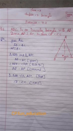 class 9 math chapter 7 triangle and exercise 7.3 questions 5