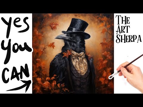 Victorian Gothic Fantasy Crow 🌟🎨 How to paint acrylics Autumn Halloween