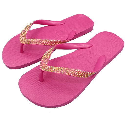 Pink Havaianas Flip Flops - Crystal Yellow Pink AB Design (free Shipping) - Etsy
