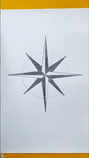 How to draw a Compass Rose step by step #geomatric compass