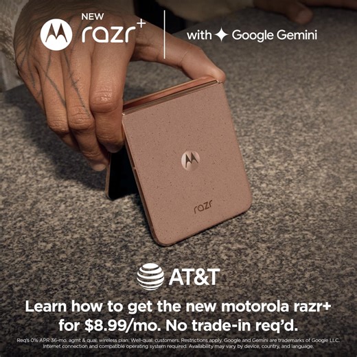 The NEW motorola razr 2025 is here and you can get yours in PANTONE Mocha Mousse for only $8.99/month with no trade-in required at AT&T ☕🍫 #razr https://bit.ly/3SQFbIi | Motorola