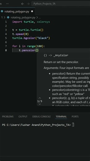 Rotating Polygon Explosion 💥Python Turtle #shorts #coding #python #programming #pythonprogramming