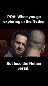 Exploring the Netherworld in Minecraft.