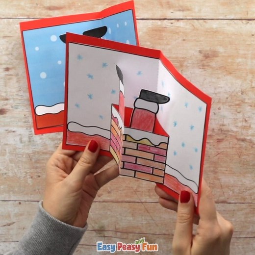 Santa in Chimney Pop Up Card https://www.easypeasyandfun.com/santa-in-chimney-pop-up-card/ | Easy Peasy and Fun