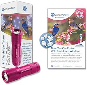 WindowAlert Starter Pack: UV Flashlight Tester Bundle with WindowAlert Leaf Medley UV-Reflective Window Decal to Protect Wild Birds from Glass Collisions - Made in The USA