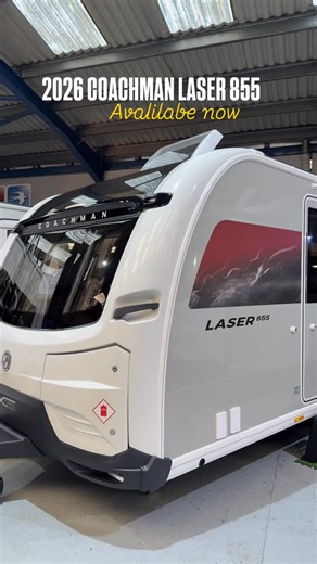 🤩 The 8-Foot Stunner is HERE! This is the 2026 Coachman Laser 855 Xtra, and it’s massive. Seriously, it’s a mega-wide, twin-axle tourer that gives you a proper home vibe on the road. Got family? The L-shape lounge and private fixed bed are perfect. Love all-weather touring? The high-spec heating keeps you cosy no matter what, and the external BBQ point means you can always grab a cheeky grill outside! Quick Facts: • Sleeps: 4 people 👨‍👩‍👧‍👦 • Axles: Twin (Rock-solid towing!) • Weights: MTPL