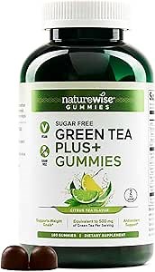 NatureWise Green Tea Gummies - Keto, Sugar Free - Supports Fitness Goals for Women & Men - 500mg Green Tea + Raspberry Ketones, Garcinia Cambogia - Vegan, No Gluten - 180 Count[3-Month Supply]