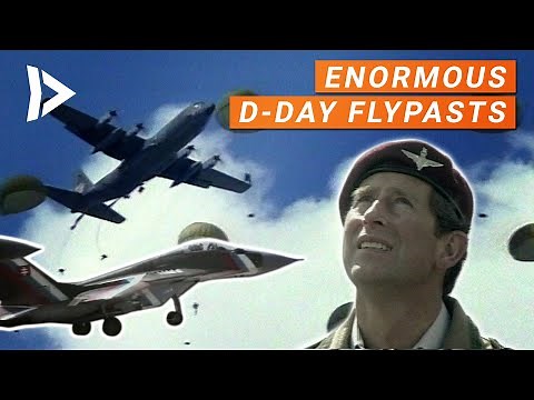Huge D-Day 50th Anniversary Flypast & Parachute Drop (1994)