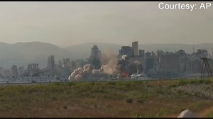 Two years after Beirut blast, another smoldering section of port silos collapses