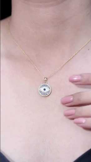 Lab Grown Sapphire Evil Eye Necklace | Blue Sapphire & Moissanite Pendant for Halloween
