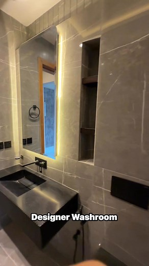 Designer Washroom 🏡 The most difficult part while constructing any house is the utilization of compact size spaces.. In this video we present a compact size washroom design in which there's a Paratical and suitable space for every thing. You can connect with us for any residential/commercial designs. | The House Of Property