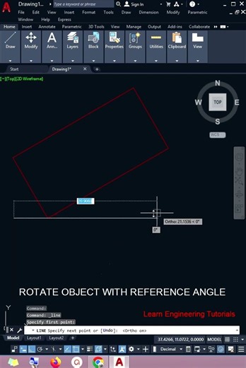 Rotate Object With Reference Angle in AutoCAD ?...... #autocad #shortsviral #shorts