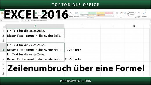 Zeilenumbruch über eine Formel hinzufügen (Excel 2016)