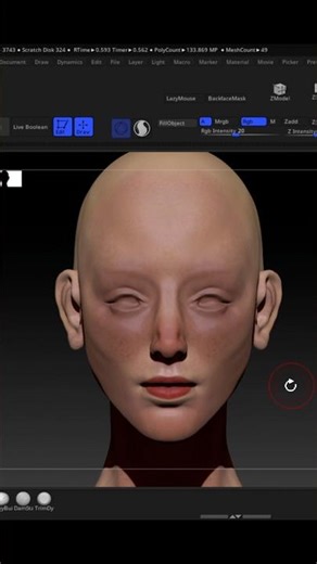 Coloring Skin inside Zbrush | Zbrush #sculpting #zbrush #shorts