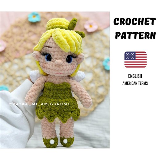 Crochet Fairy Doll Pattern, Plush Amigurumi Girl, Elf Doll Crochet Pattern, Instant Download PDF, English US Terms - Etsy