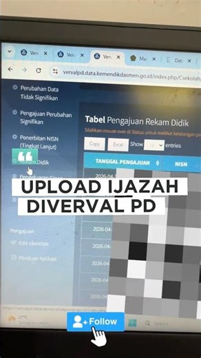 Upload ijazah diverval pd #dapodik2026 #vervalpd #tutorial