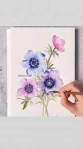 140K views · 3.3K reactions | Watercolor Anemones, full video on my YT channel | blue.lisart.art | Facebook
