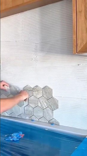 Installing Hexagon Tiles on a Kitchen Backsplash