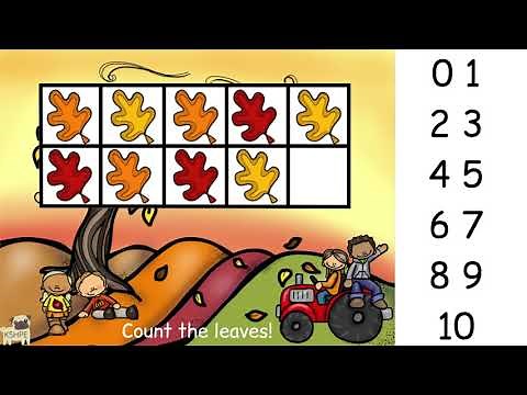 Counting Leaves! Ten Frames Count Numbers 0-10, Fall Autumn Math, Virtual School Online Learning FUN