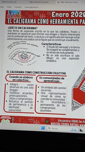 Resumen Rápido CALIGRAMA Espacio 4 Caligrama de la Comunidad Taller Intensivo Docentes Enero 2026 | CEAA: Centro de Aprendizaje Activo