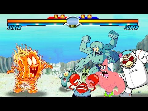 Bikini Bottom Brawlers Hard Tournament: Spongebob vs Sandy Patrick Mr Krabs Plankton Squidward
