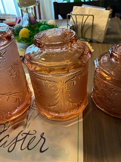 Tiara Pink Sandwich Glass Canister Set - Etsy