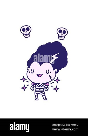 spinning skulls animation of illustration of a traditional tattoo style undead zombie bride character Stock Video Footage - Alamy