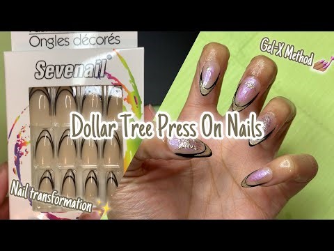 Dollar Tree Press On Nails | Gel X Method | Nail Transformation | Aura nails | Nails On A Budget