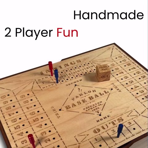 Vintage-Inspired Parlor Baseball Board Game | Handcrafted Wooden Game for Family Fun | Classic Interactive Baseball Puzzle