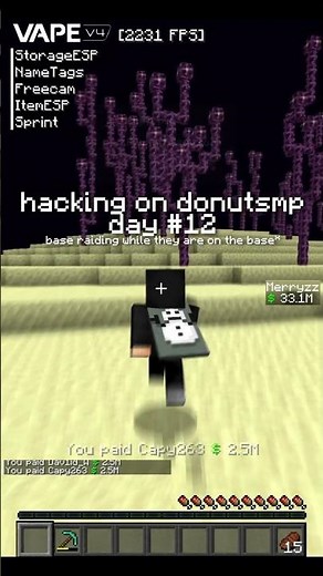 hacking on donutsmp day #12 (base hunting hack) #shorts #donutsmp #drdonut #minecraft #mcpe