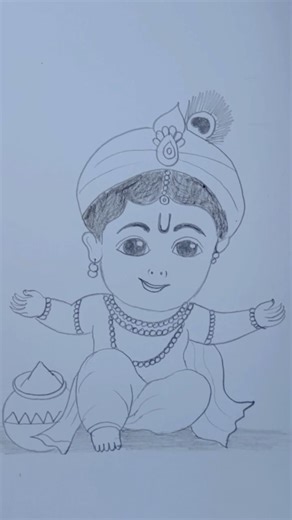 little krishna drawing with pencil colour easy