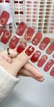 Lamp Harden Nail StickersChampagne heart wreath, wine red snowflake nails#ledlighthardennailstickers