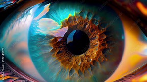 Cinemagraph of The animated green color eyeball with the part of the eye moving AI generated