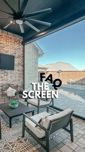 Katie Maynard • SimplyKatieLynn on Instagram: "Sharing home projects with y’all is my favorite! 💕FAQ time about the screen! Ours is attached to a beam across the ceiling and it goes straight down on two tracks. We also can set up a projector and watch a movie on it. The kids are going to love pool movie nights this summer. 🎥 #backyarddesign #backpatio #homedesign #screenedporch #reelitfeelit #amazon #amazonfinds #amazonfavorites #amazonmusthaves #amazondeals #amazonprime #amazonhome #viralprod