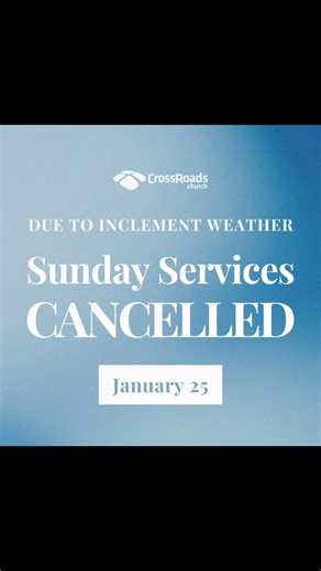 ❄️ Hey CrossRoaders! Out of an abundance of caution, all in-person services are cancelled tomorrow. We’d love for you to join us online at 10:45am for a worship service you can watch from the comfort of home. Stay safe, stay warm, and we’ll see you online! | CrossRoads Church - Decatur, Texas