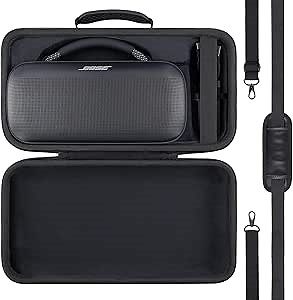 for Bose SoundLink Max Portable Speaker Hard Protective Case, Portable Travel Case with Shoulder Strap and Handle (Black Case) - co2CREA