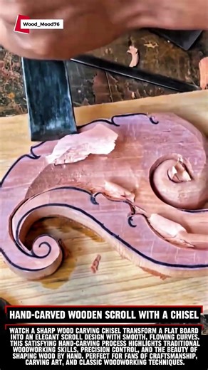 Hand-Carved Wooden Scroll with a Chisel #woodworking #satisfying #carpentry #wood