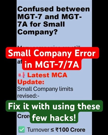 Small Company Issue in MGT-7 /7A watch these hacks! Small Company Flag Explained!