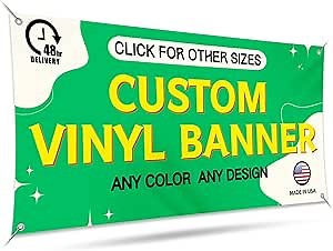 Custom Vinyl Banner with Hem & Grommets, Halloween Birthday Business Event Party Wedding Tent Banners Custom, Vinyl Banner Customized for Outside & Inside, Personalized Banners and Signs Customize