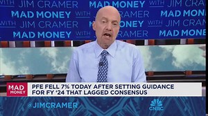 Jim Cramer digs into what is dragging Pfizer down and where the stock goes from here