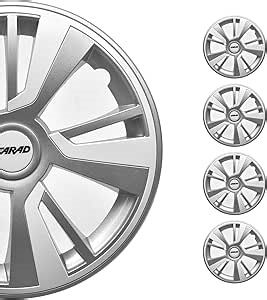 OMAC - Gray with White Hub Caps 15 Inch Set of 4, Tapas para Rines 15, Premium Wheel Covers 15 Inch, R15 Rim Cover Set, Snap On Durable Car Replacement Exterior Accessories