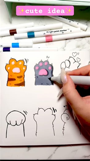 How to draw paw cat. Cute idea #simpledrawing #easydrawing