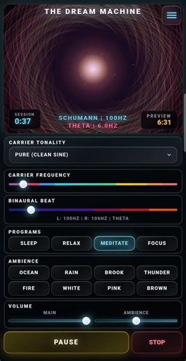 Binaural beats on the Dream Machine #frequency #purebinauralbeats