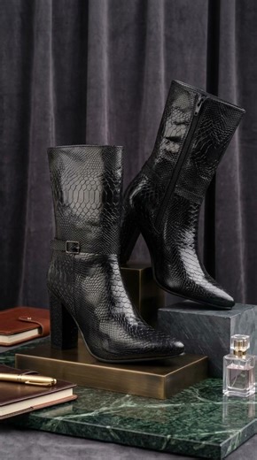 Marco Bellori Premium Black Snake Print Boots for Women